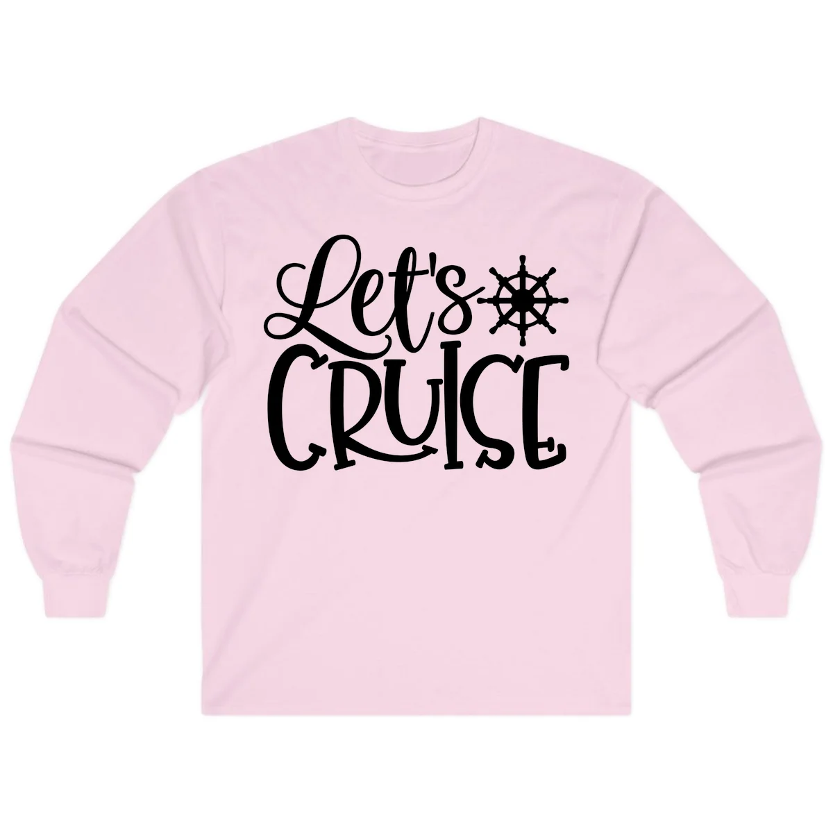 Let's Cruise Nautical Wheel Design Long Sleeve in Light Pink