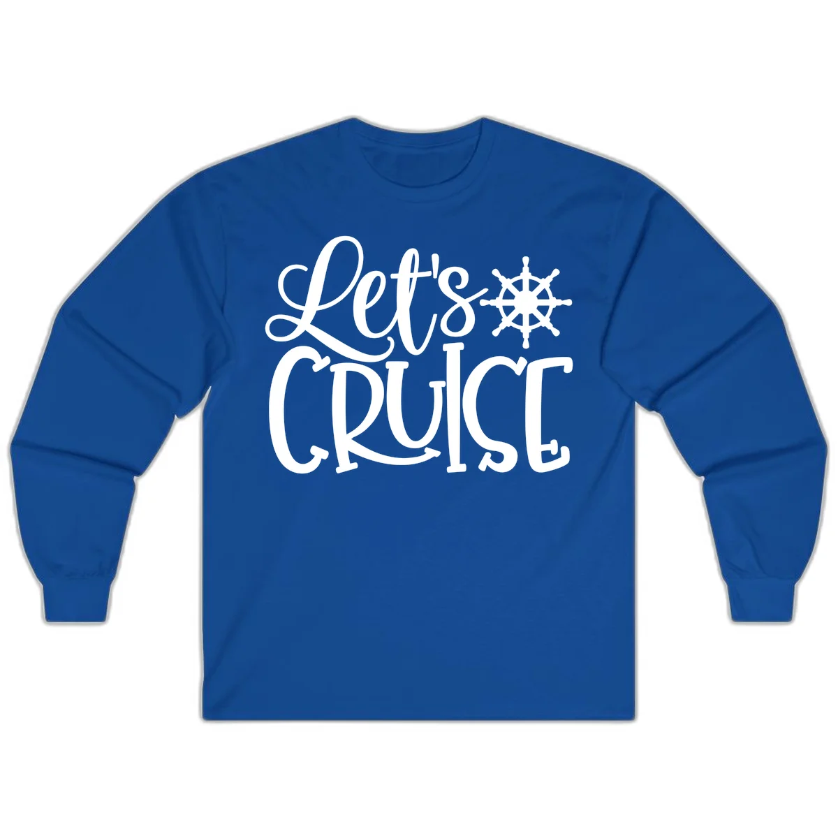 Let's Cruise Nautical Wheel Design Long Sleeve in Royal