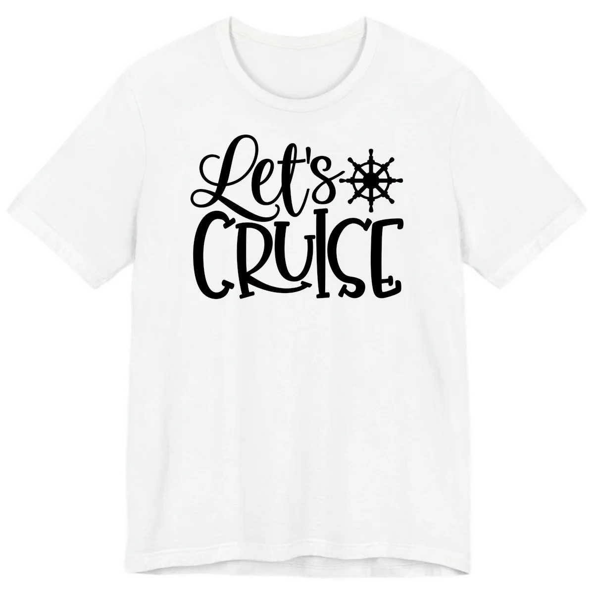 Let's Cruise Nautical Wheel Design Premium T-Shirt in White