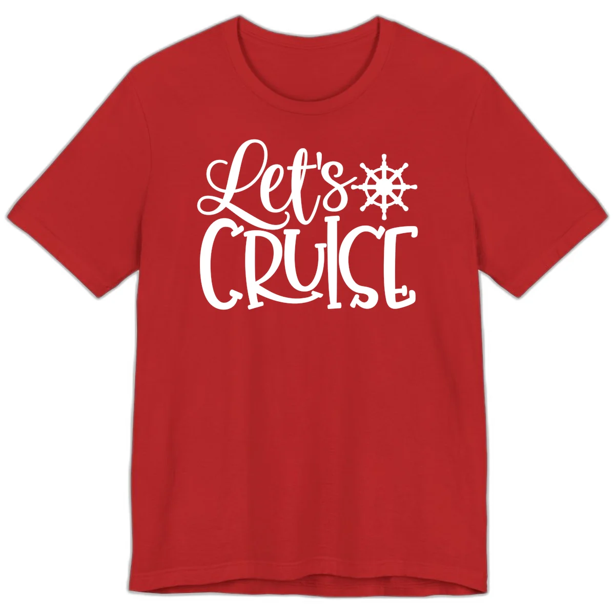 Let's Cruise Nautical Wheel Design Premium T-Shirt in Red