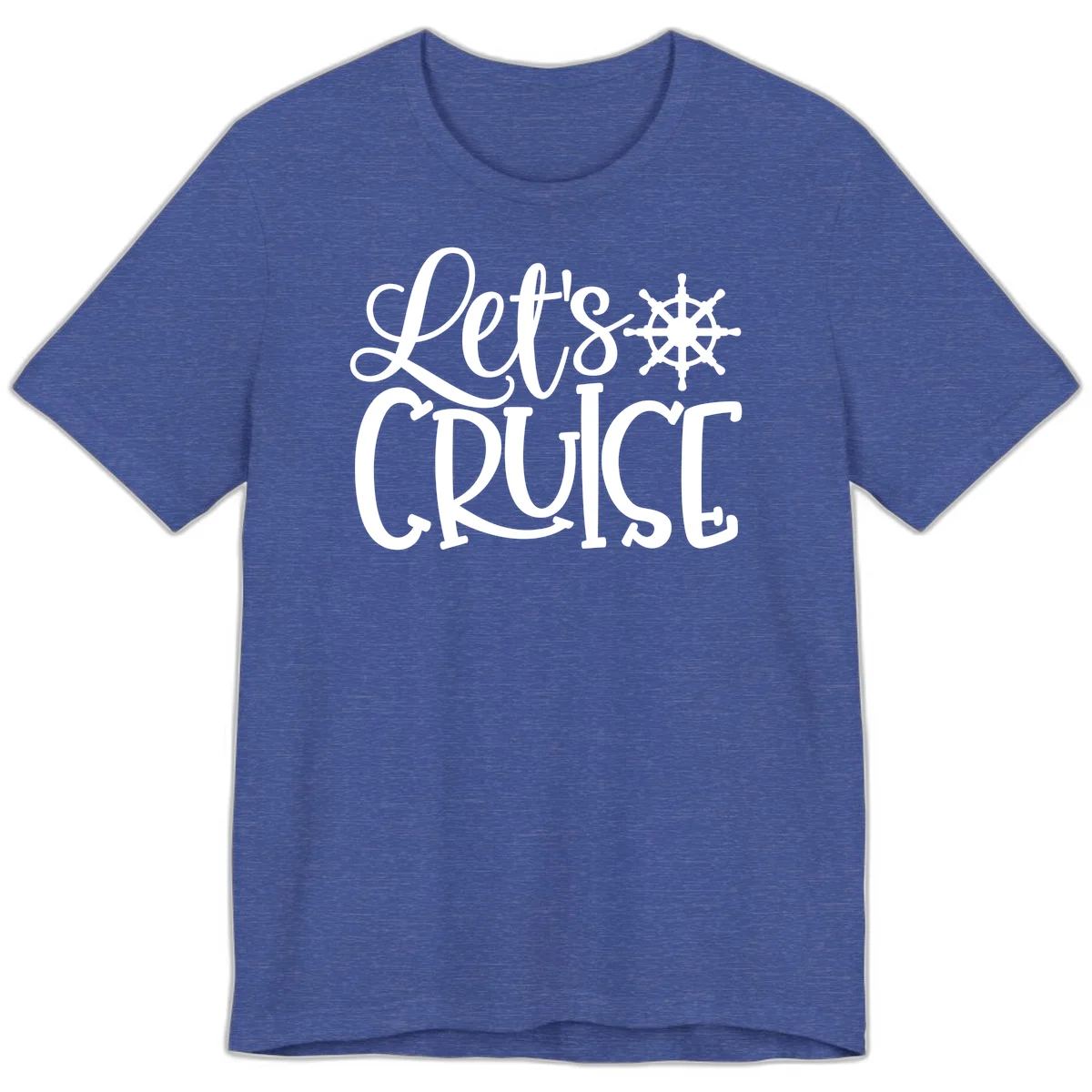 Let's Cruise Nautical Wheel Design Premium T-Shirt in Heather True Royal