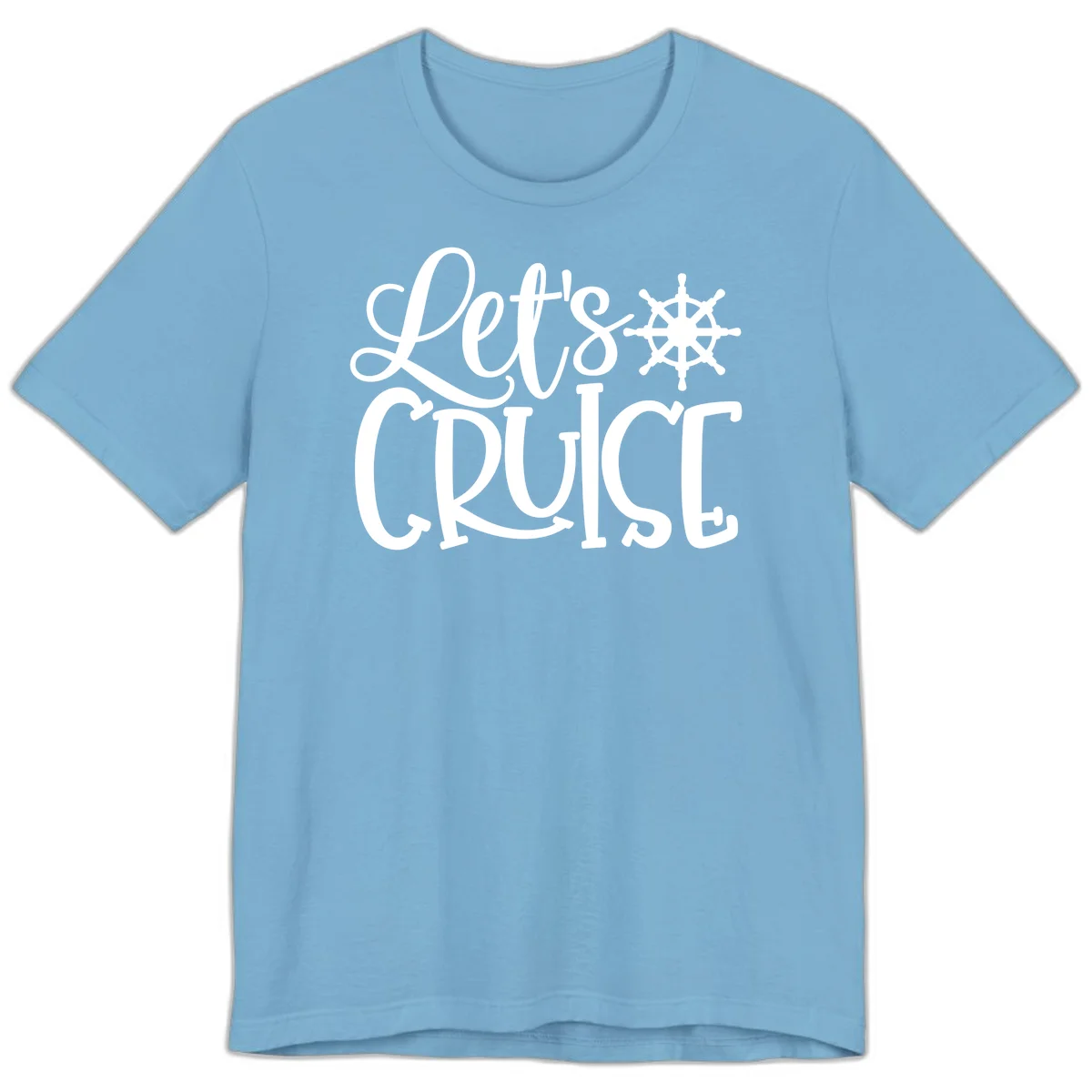 Let's Cruise Nautical Wheel Design Premium T-Shirt in Ocean Blue