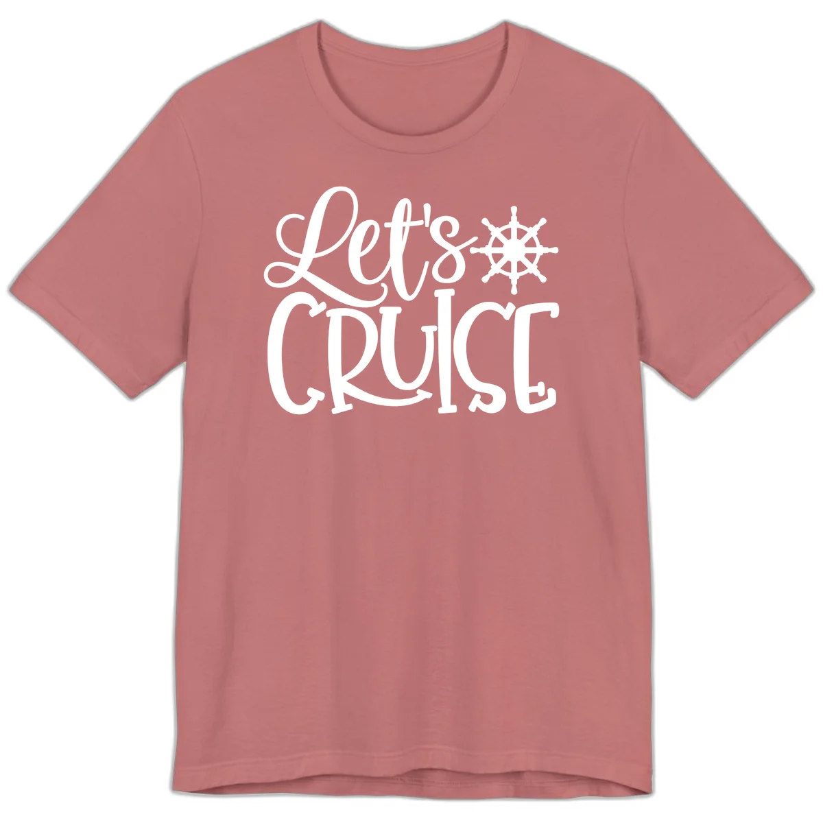 Let's Cruise Nautical Wheel Design Premium T-Shirt in Mauve