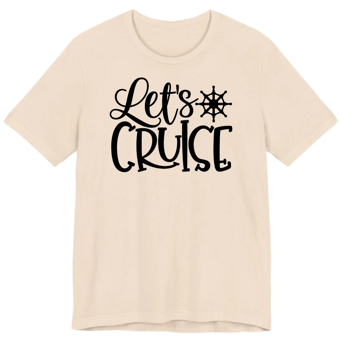 Let's Cruise Nautical Wheel Design Premium T-Shirt in Soft Cream