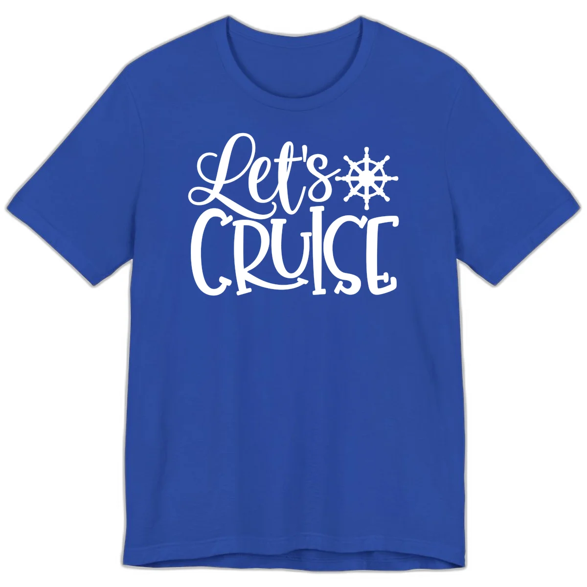 Let's Cruise Nautical Wheel Design Premium T-Shirt in True Royal