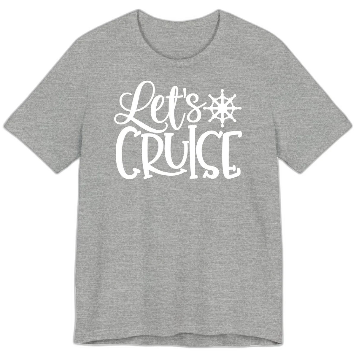 Let's Cruise Nautical Wheel Design Premium T-Shirt in Athletic Heather
