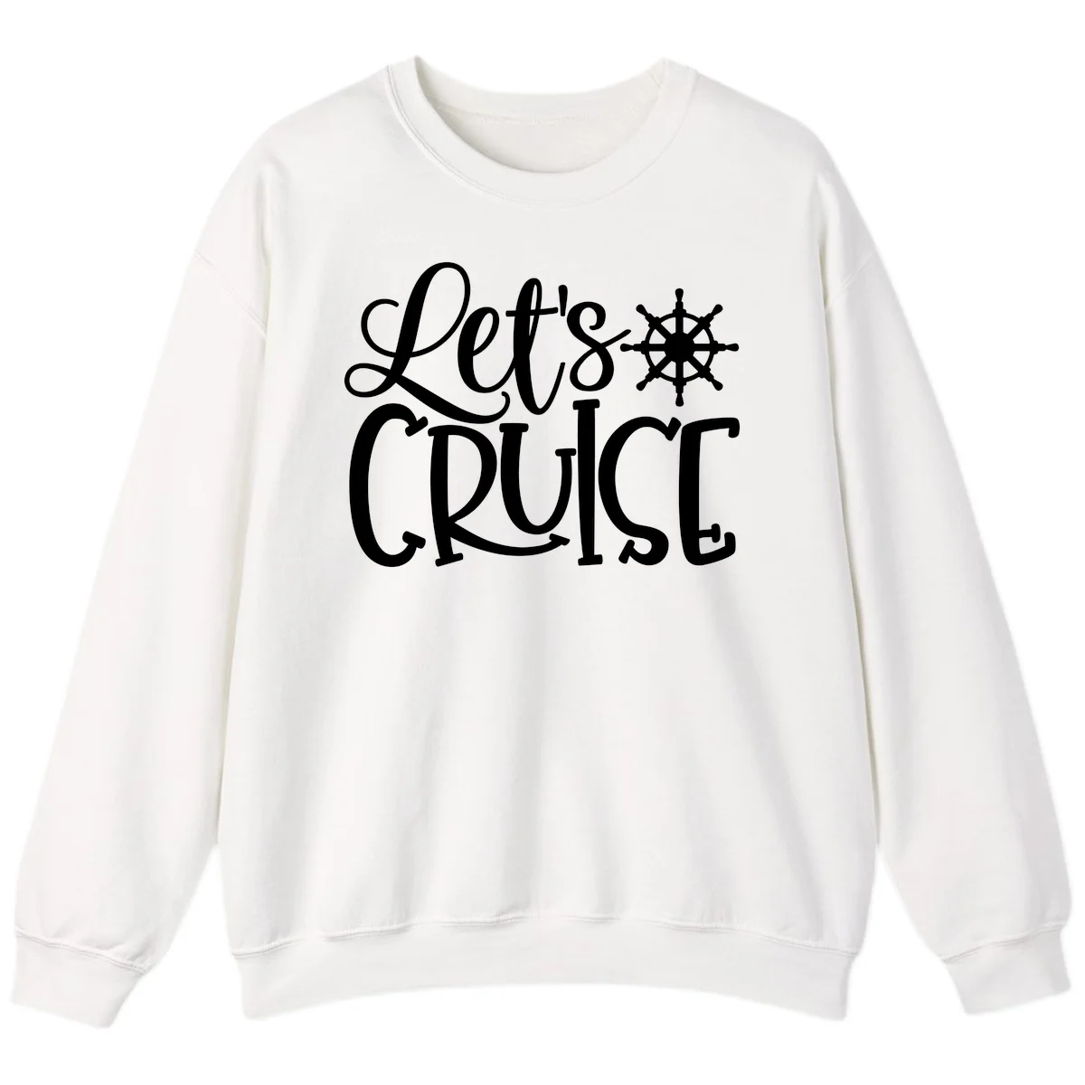 Let's Cruise Nautical Wheel Design Sweatshirt in White