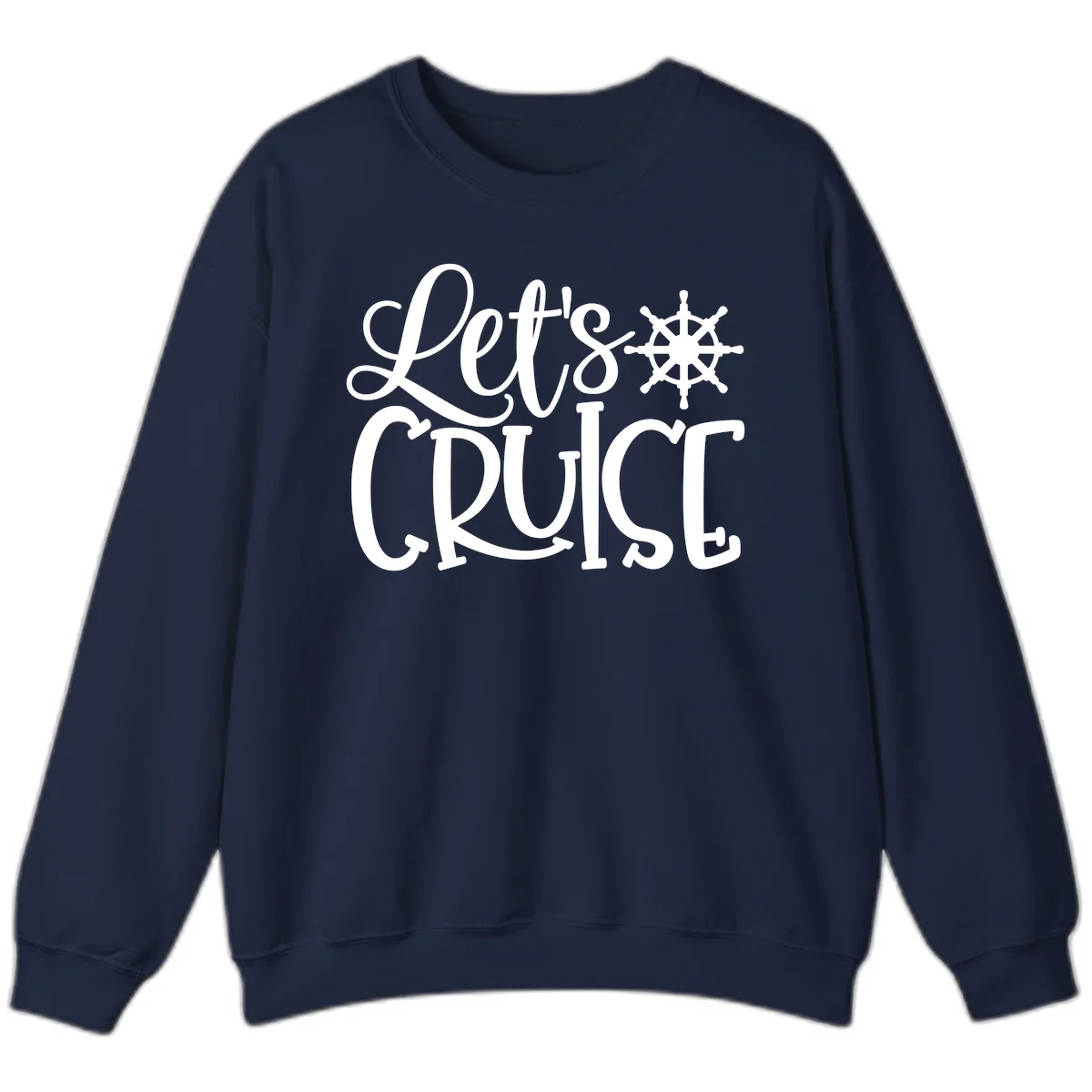 Let's Cruise Nautical Wheel Design Sweatshirt in Navy
