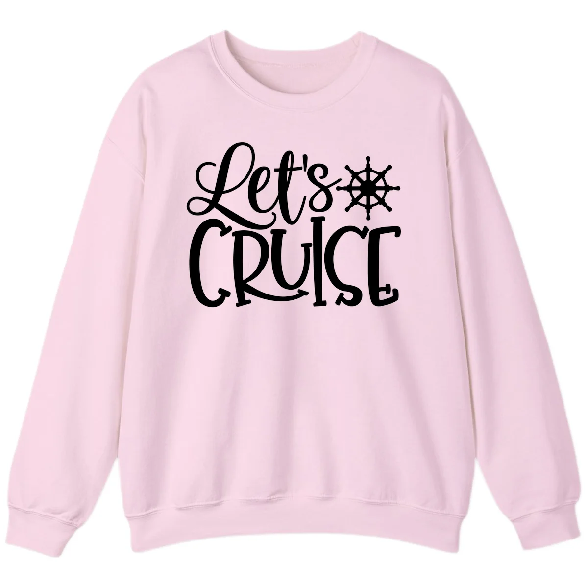 Let's Cruise Nautical Wheel Design Sweatshirt in Light Pink