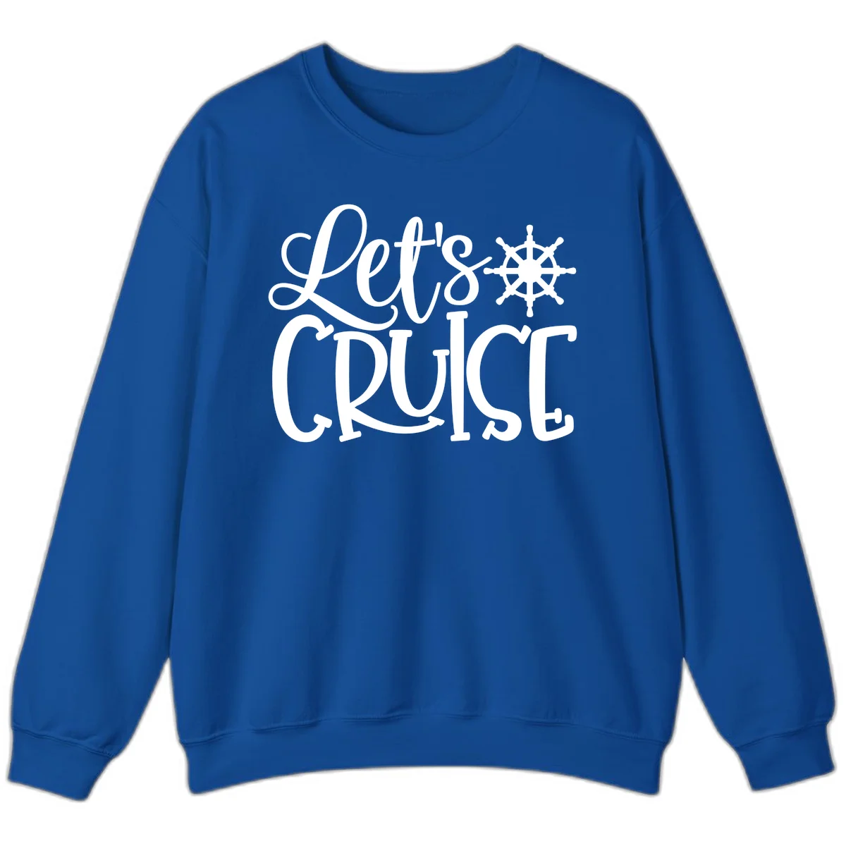 Let's Cruise Nautical Wheel Design Sweatshirt in Royal