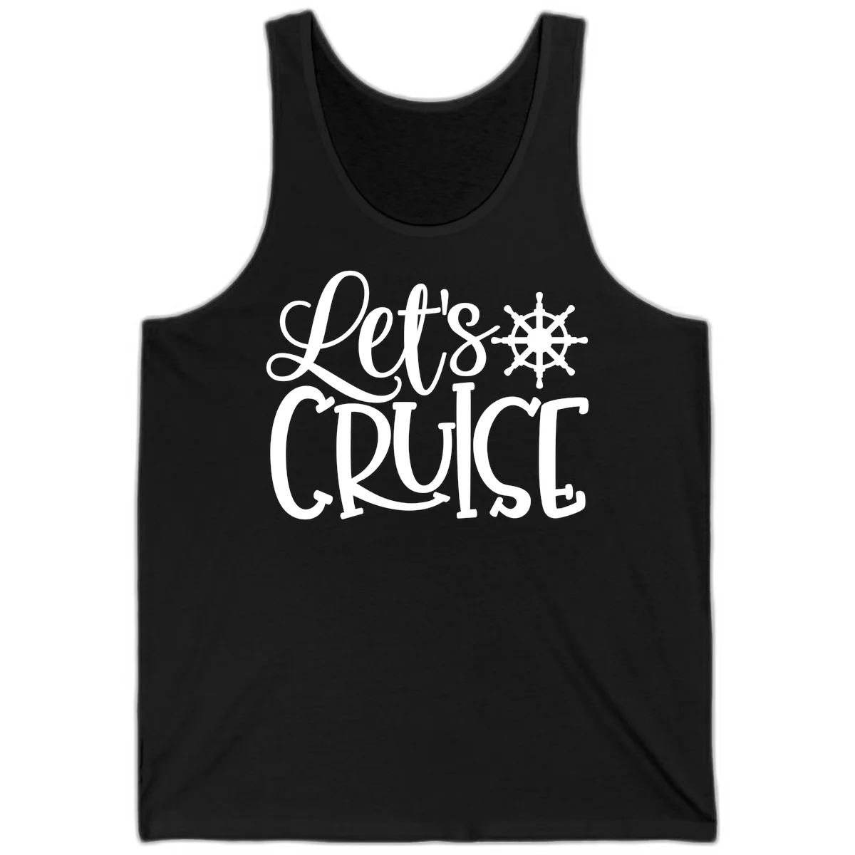 Let's Cruise Nautical Wheel Design Tank in Black