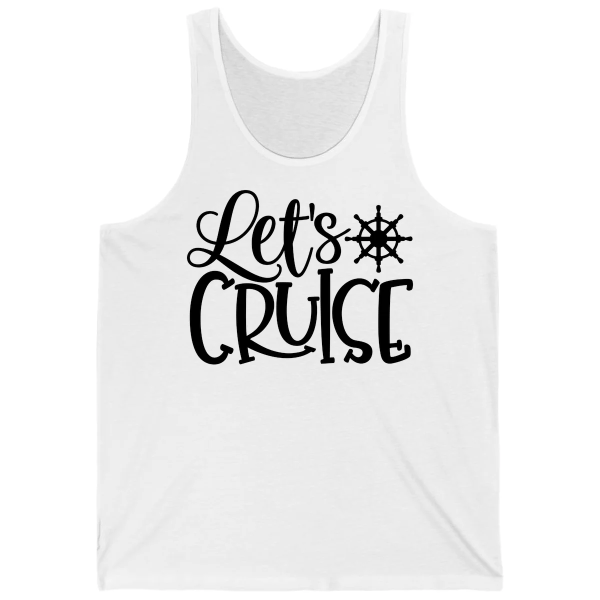 Let's Cruise Nautical Wheel Design Tank in White