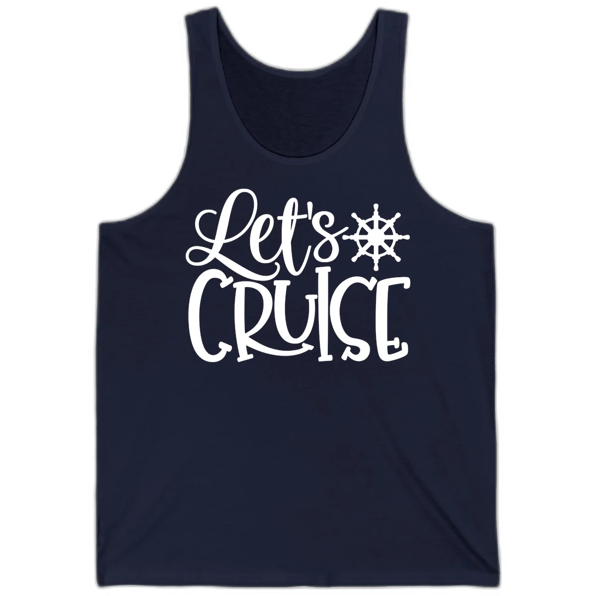Let's Cruise Nautical Wheel Design Tank in Navy