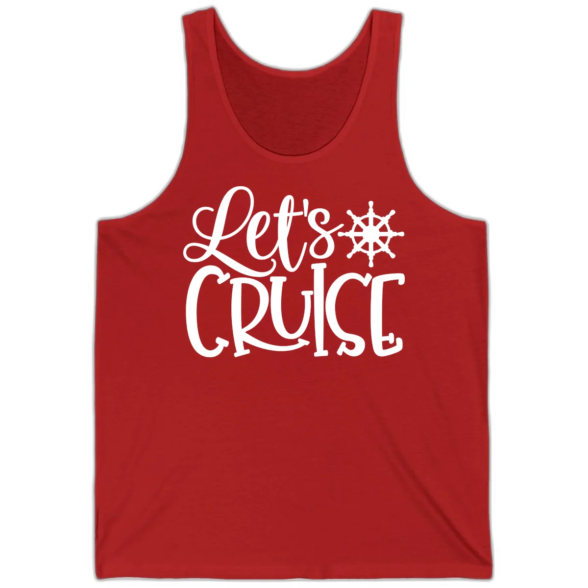 Let's Cruise Nautical Wheel Design Tank in Red
