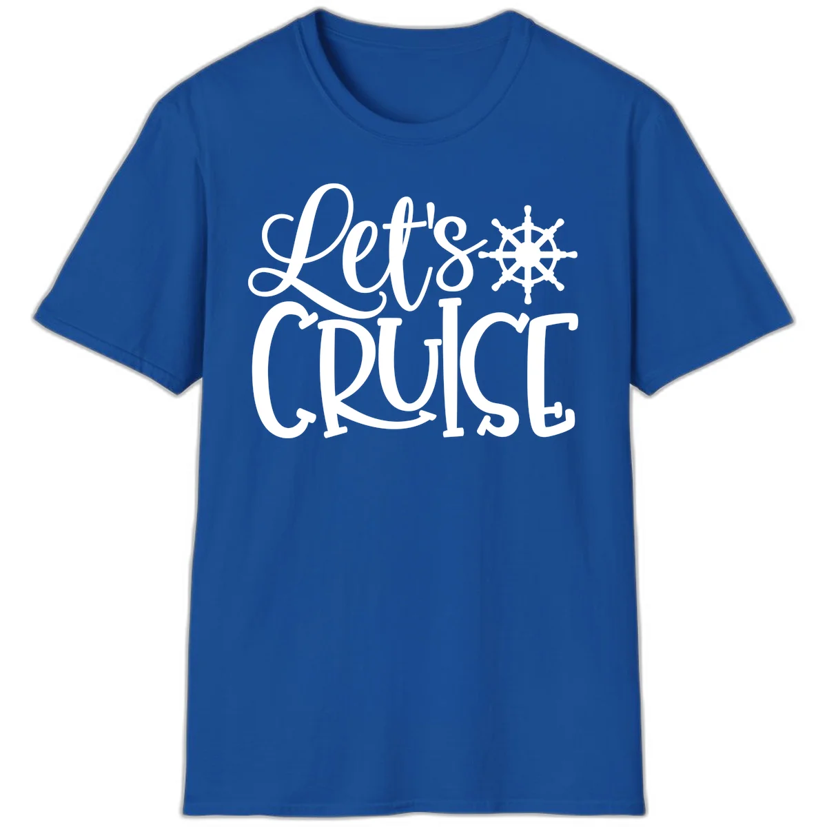 Let's Cruise Nautical Wheel Design T-Shirt in Royal