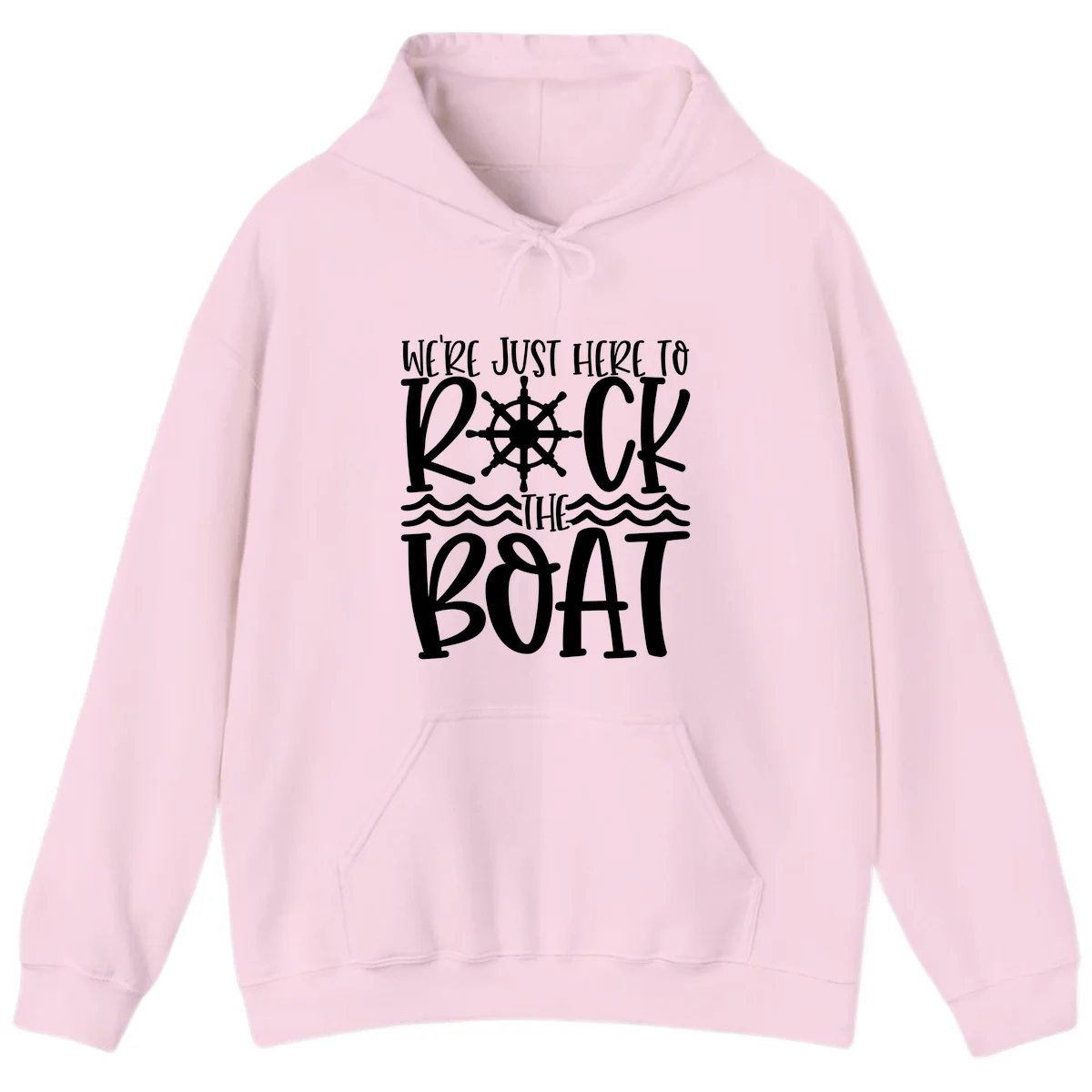 We're Just Here To Kick The Boat Hoodie in Light Pink