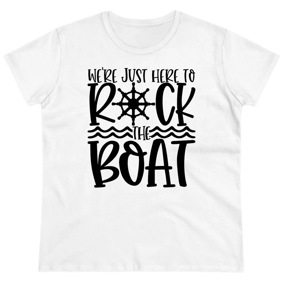 We're Just Here To Kick The Boat Ladies Tee in White