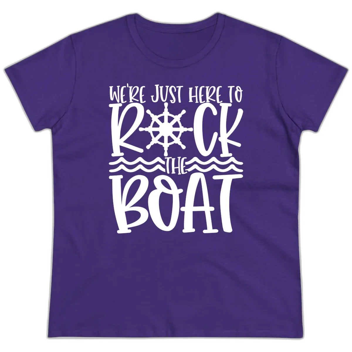 We're Just Here To Kick The Boat Ladies Tee in Purple