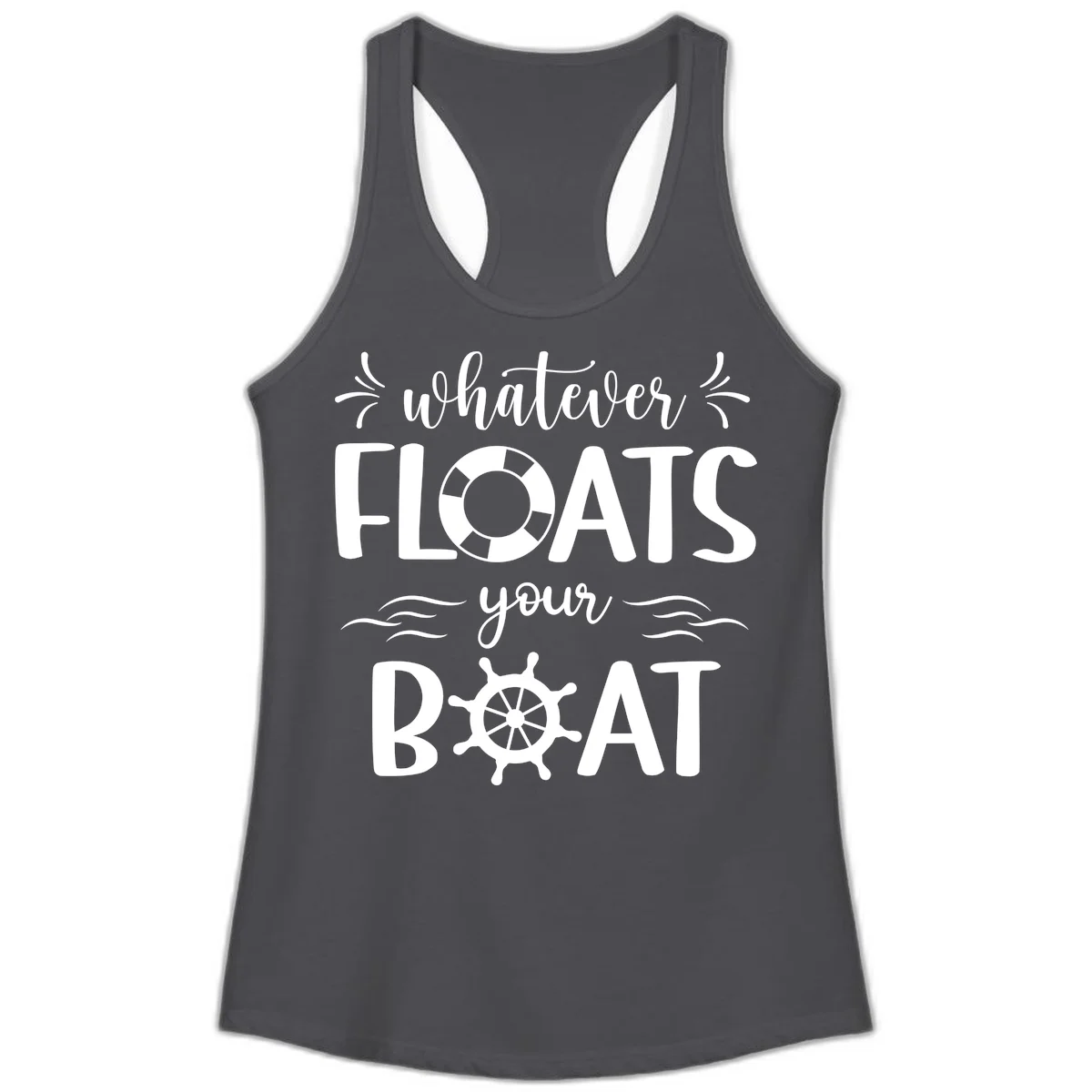 Whatever Floats Your Boat Ladies Tank in Solid Dark Gray