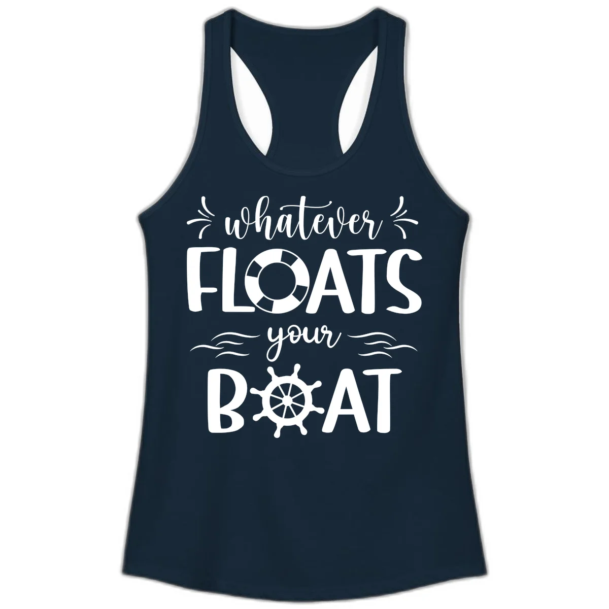 Whatever Floats Your Boat Ladies Tank in Solid Midnight Navy