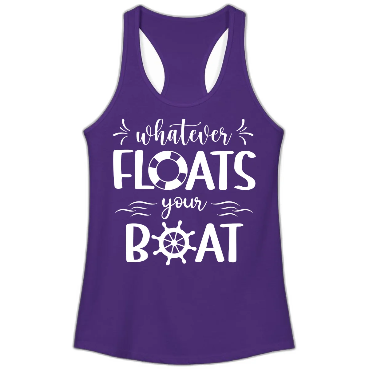 Whatever Floats Your Boat Ladies Tank in Solid Purple Rush