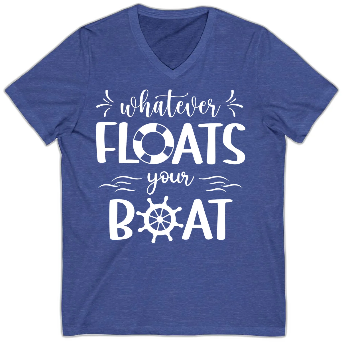 Whatever Floats Your Boat V-Neck in Heather True Royal