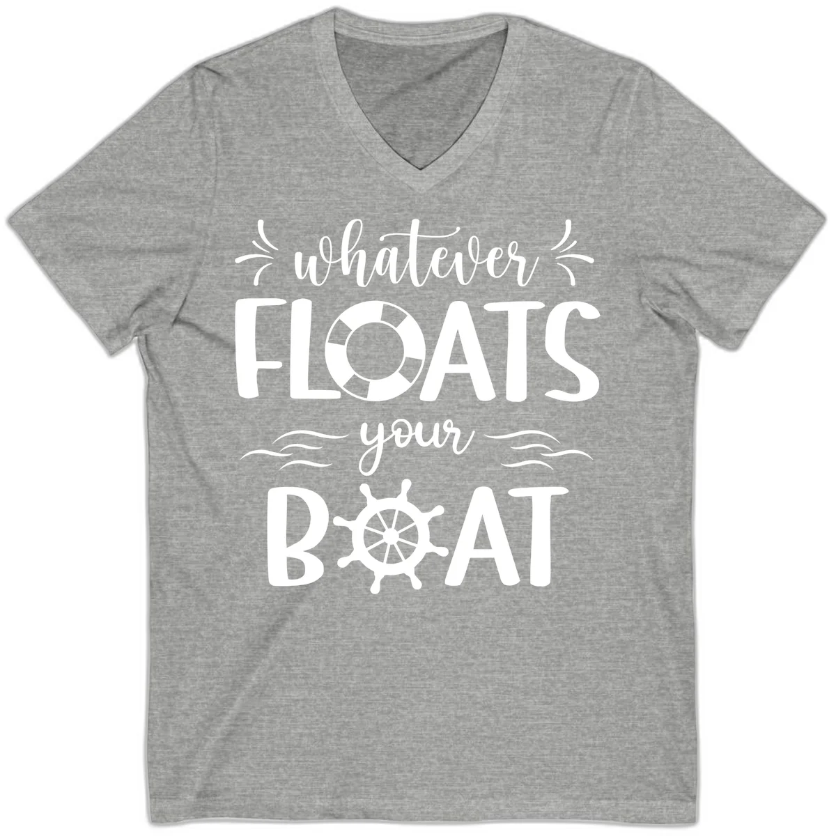 Whatever Floats Your Boat V-Neck in Athletic Heather