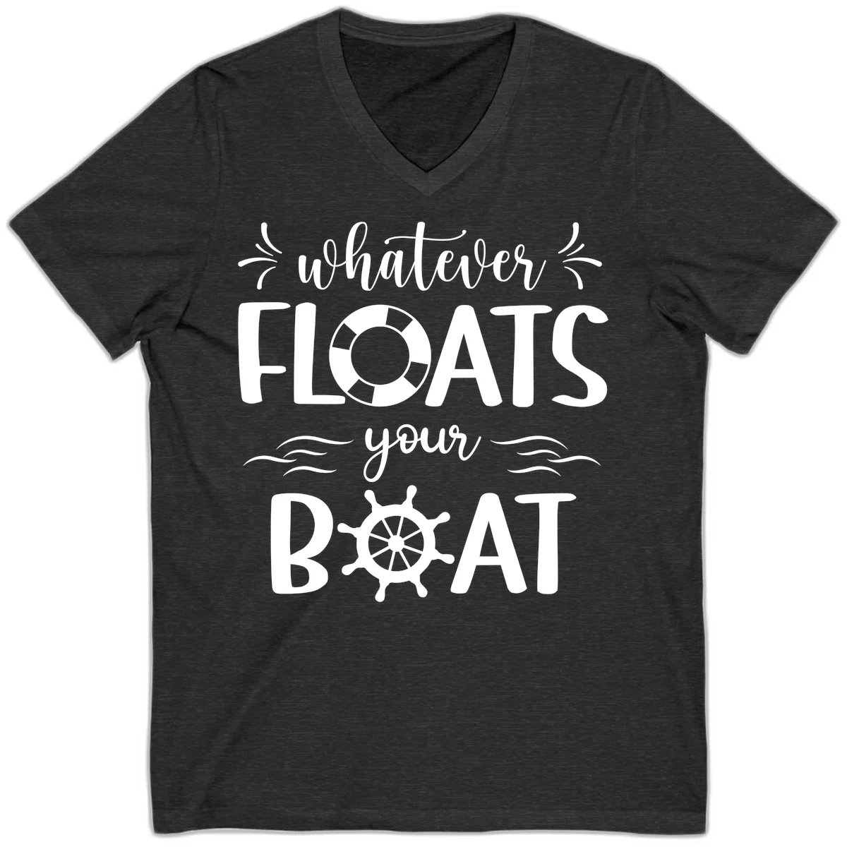 Whatever Floats Your Boat V-Neck in Dark Grey Heather