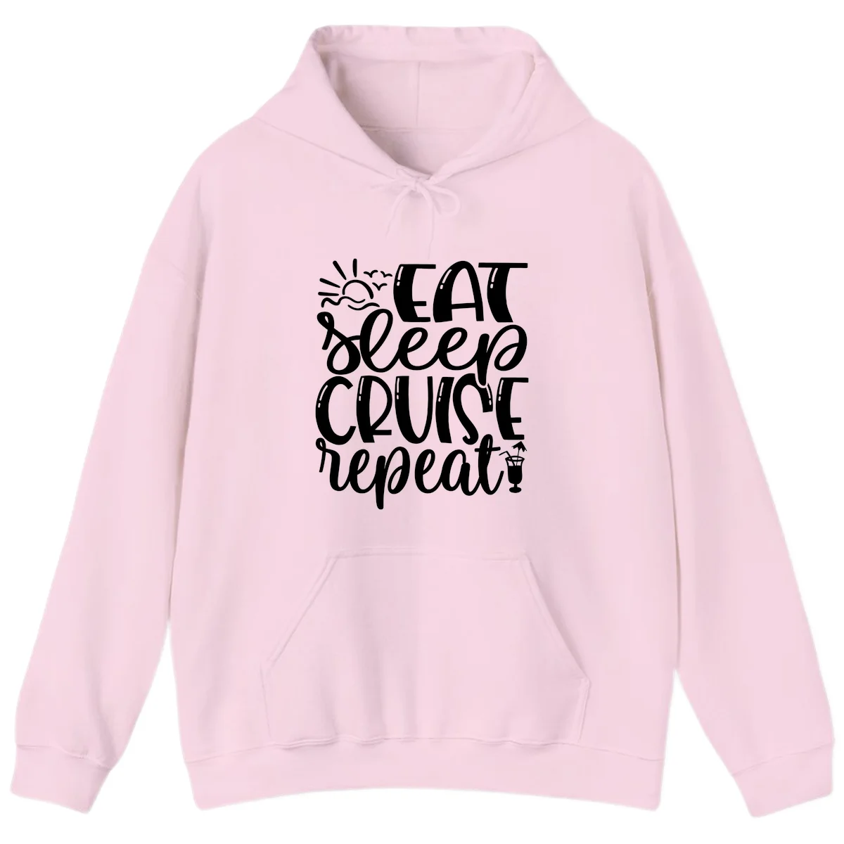 Eat Sleep Cruise Repeat Hoodie - Vacation Lover in Light Pink