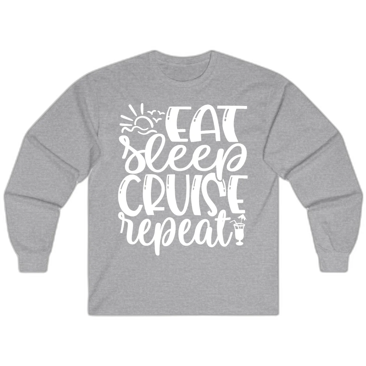 Eat Sleep Cruise Repeat Long Sleeve Tee - Cruise Mode in Sport Grey