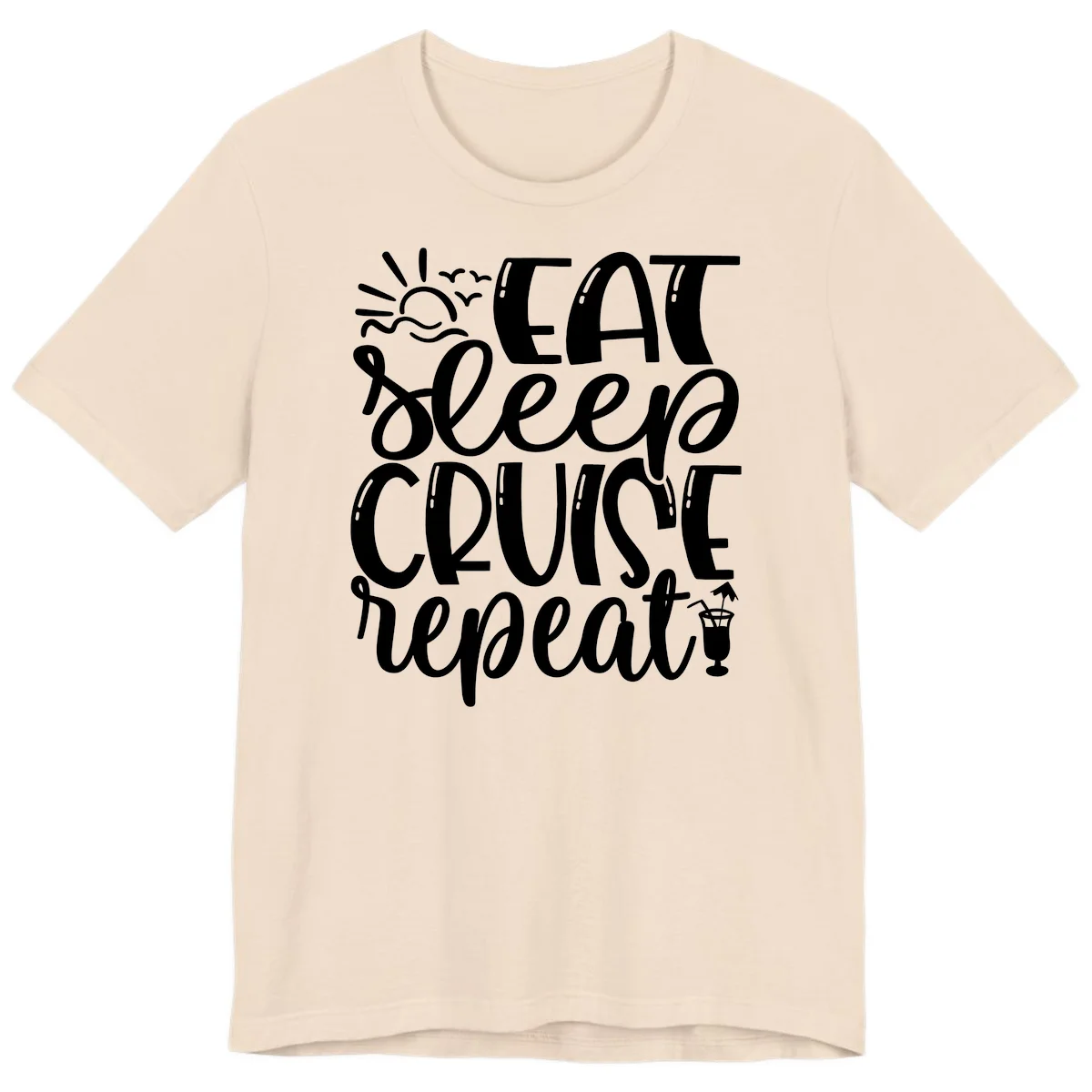 Eat Sleep Cruise Repeat Premium T-Shirt - Vacation Vibes in Soft Cream