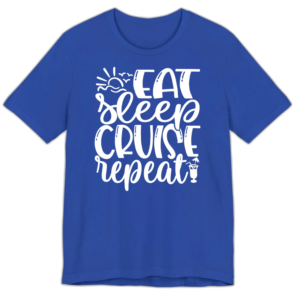 Eat Sleep Cruise Repeat Premium T-Shirt - Vacation Vibes in True Royal