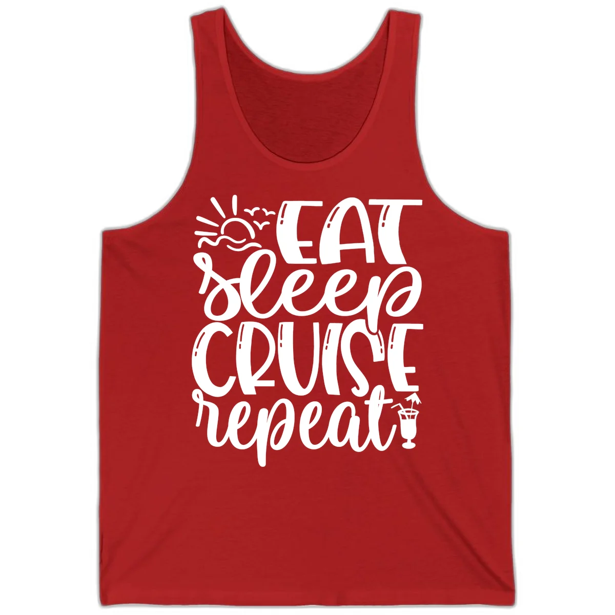 Eat Sleep Cruise Repeat Tank Top - Cruise Life Mantra in Red