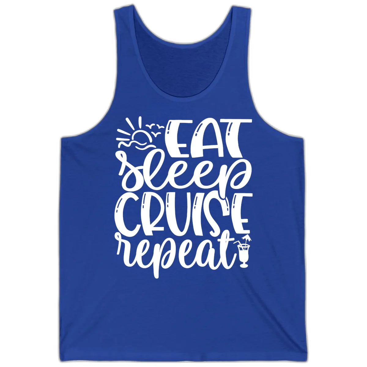Eat Sleep Cruise Repeat Tank Top - Cruise Life Mantra in True Royal