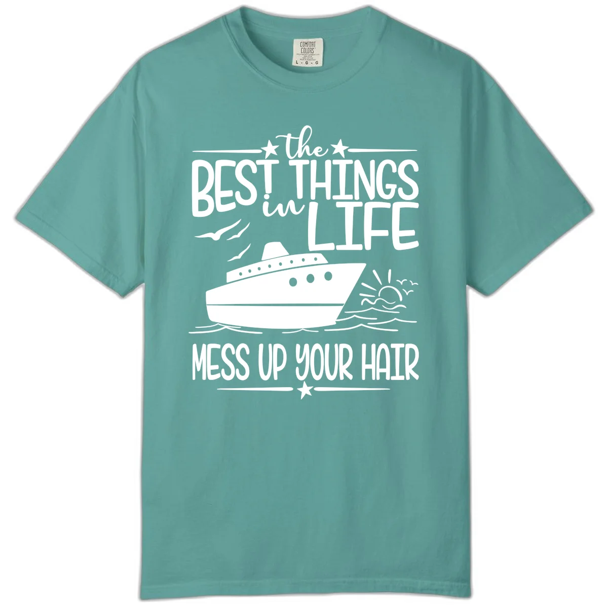 Best Things In Life Mess Up Your Hair Comfort Color in Seafoam