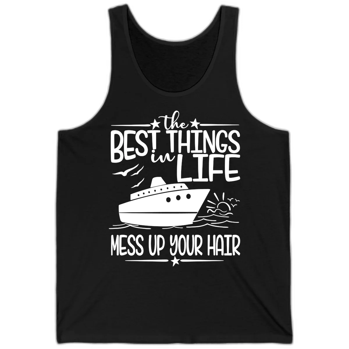 Best Things In Life Mess Up Your Hair Tank in Black