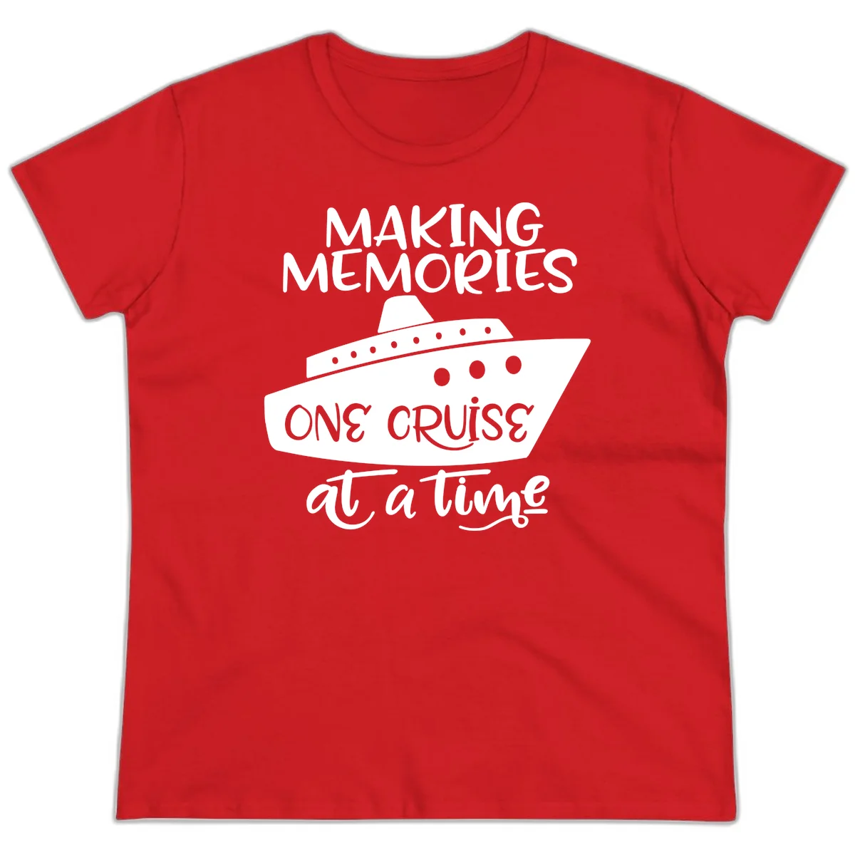 Making Memories One Cruise At A Time Ladies Tee in Red