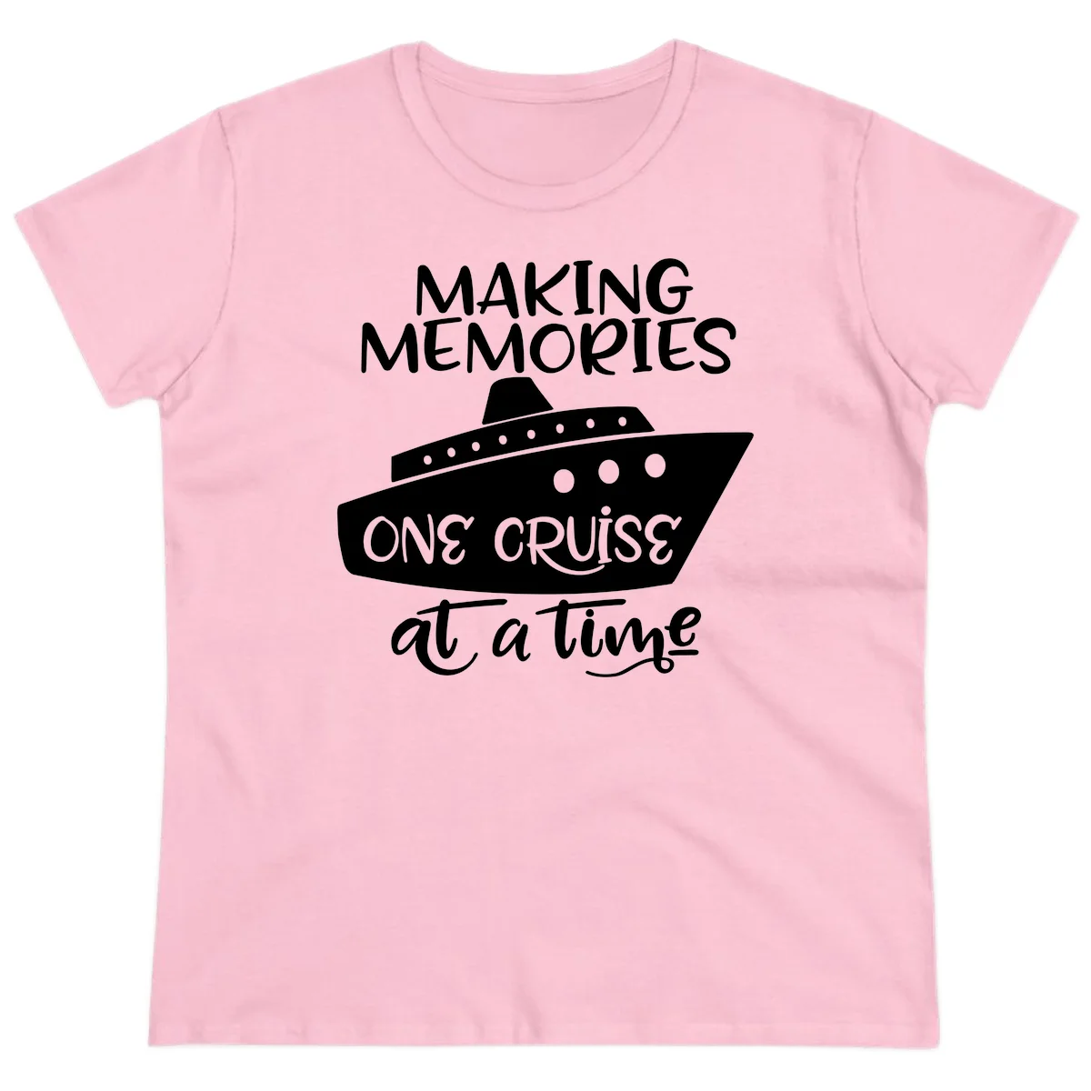 Making Memories One Cruise At A Time Ladies Tee in Light Pink