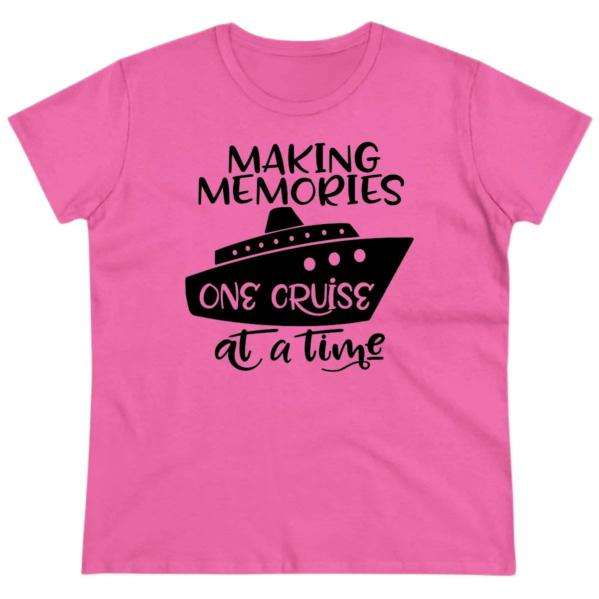 Making Memories One Cruise At A Time Ladies Tee in Azalea