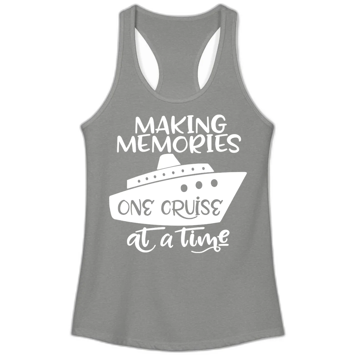 Making Memories One Cruise At A Time Ladies Tank in Heather Grey