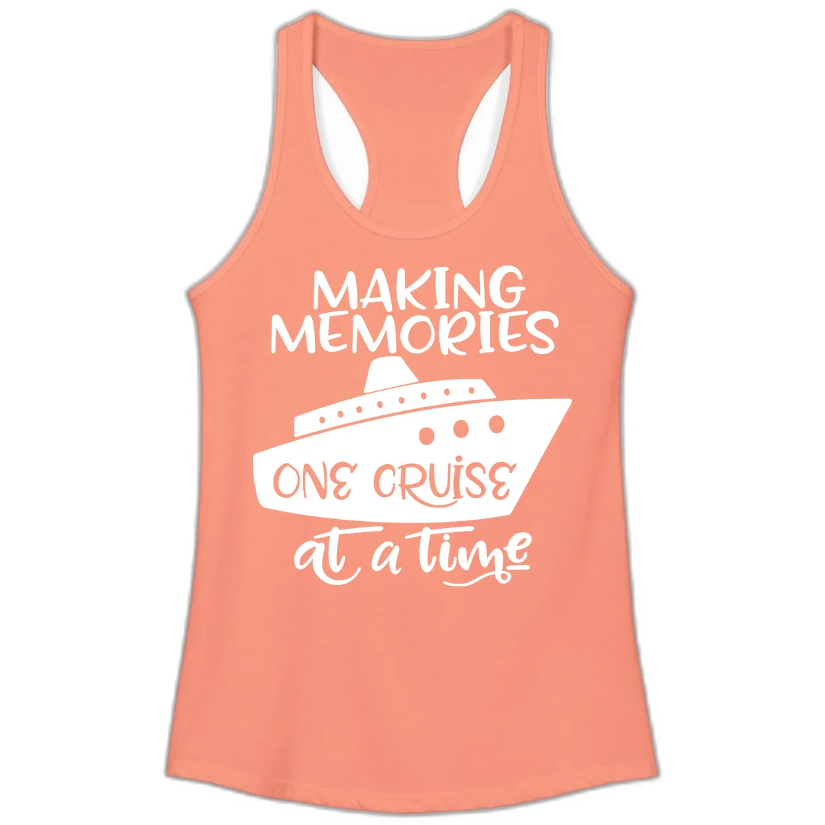 Making Memories One Cruise At A Time Ladies Tank in Solid Light Orange