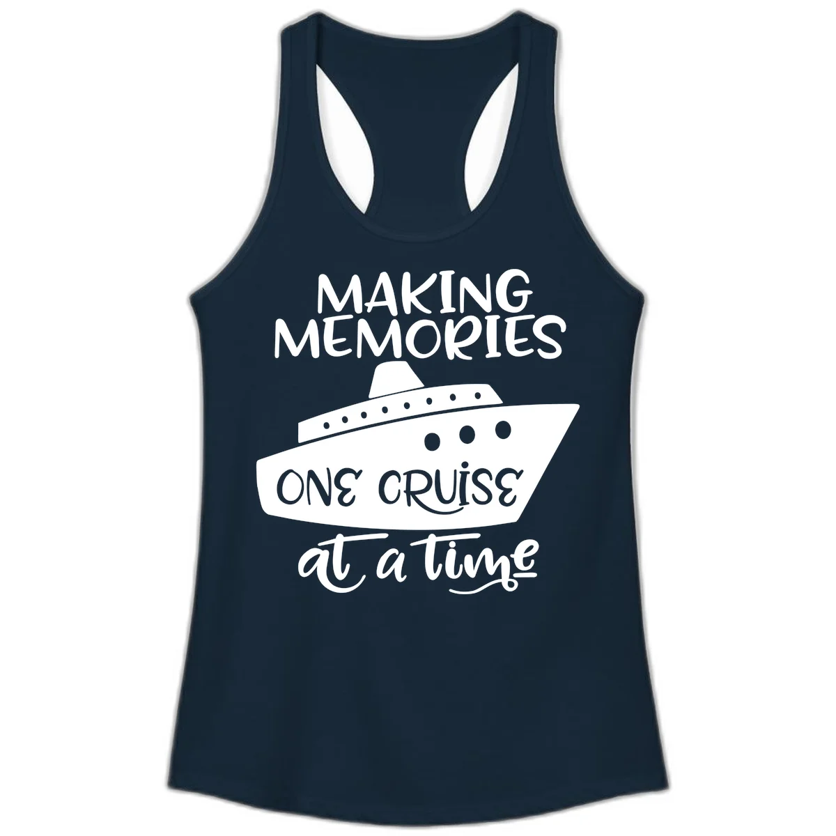 Making Memories One Cruise At A Time Ladies Tank in Solid Midnight Navy