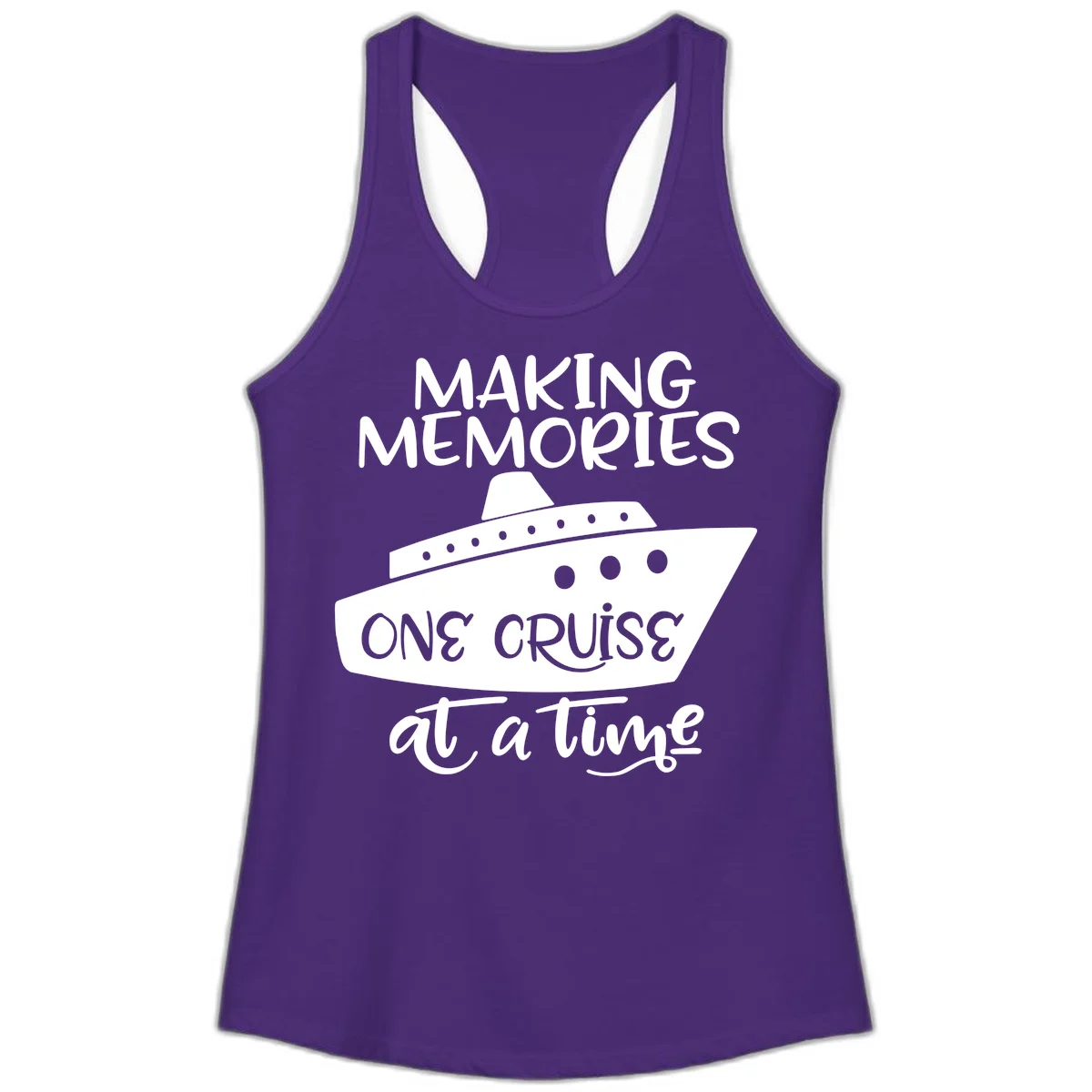 Making Memories One Cruise At A Time Ladies Tank in Solid Purple Rush