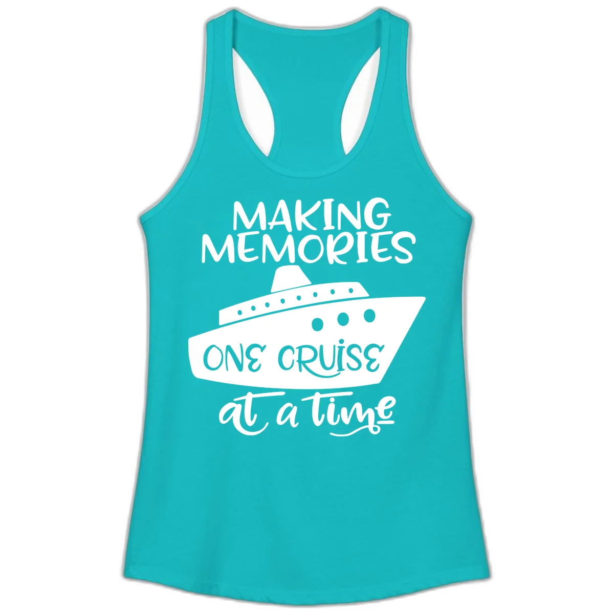 Making Memories One Cruise At A Time Ladies Tank in Tahiti Blue