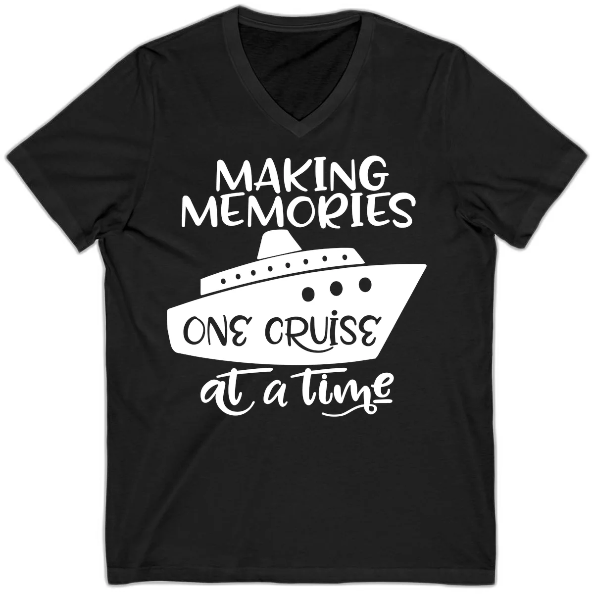Making Memories One Cruise At A Time V-Neck in Black