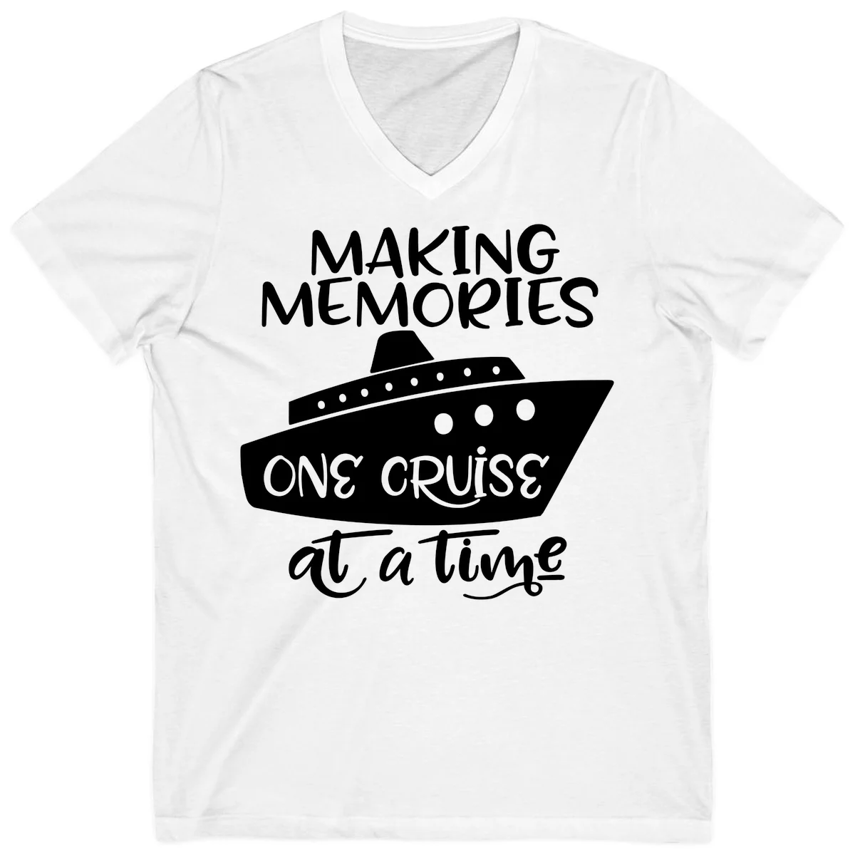 Making Memories One Cruise At A Time V-Neck in White