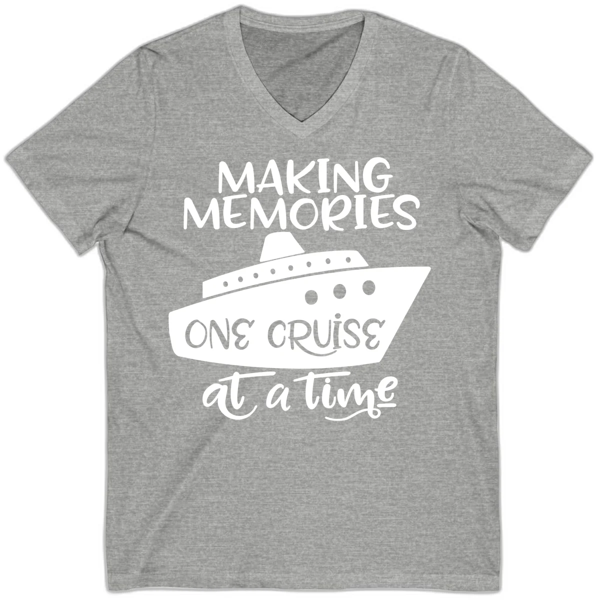 Making Memories One Cruise At A Time V-Neck in Athletic Heather