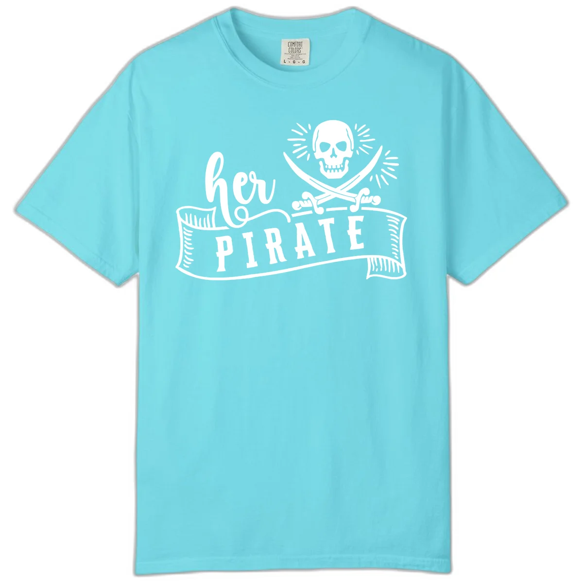 Ahoy Pirate Skull & Crossbones Comfort Color in Lagoon Blue