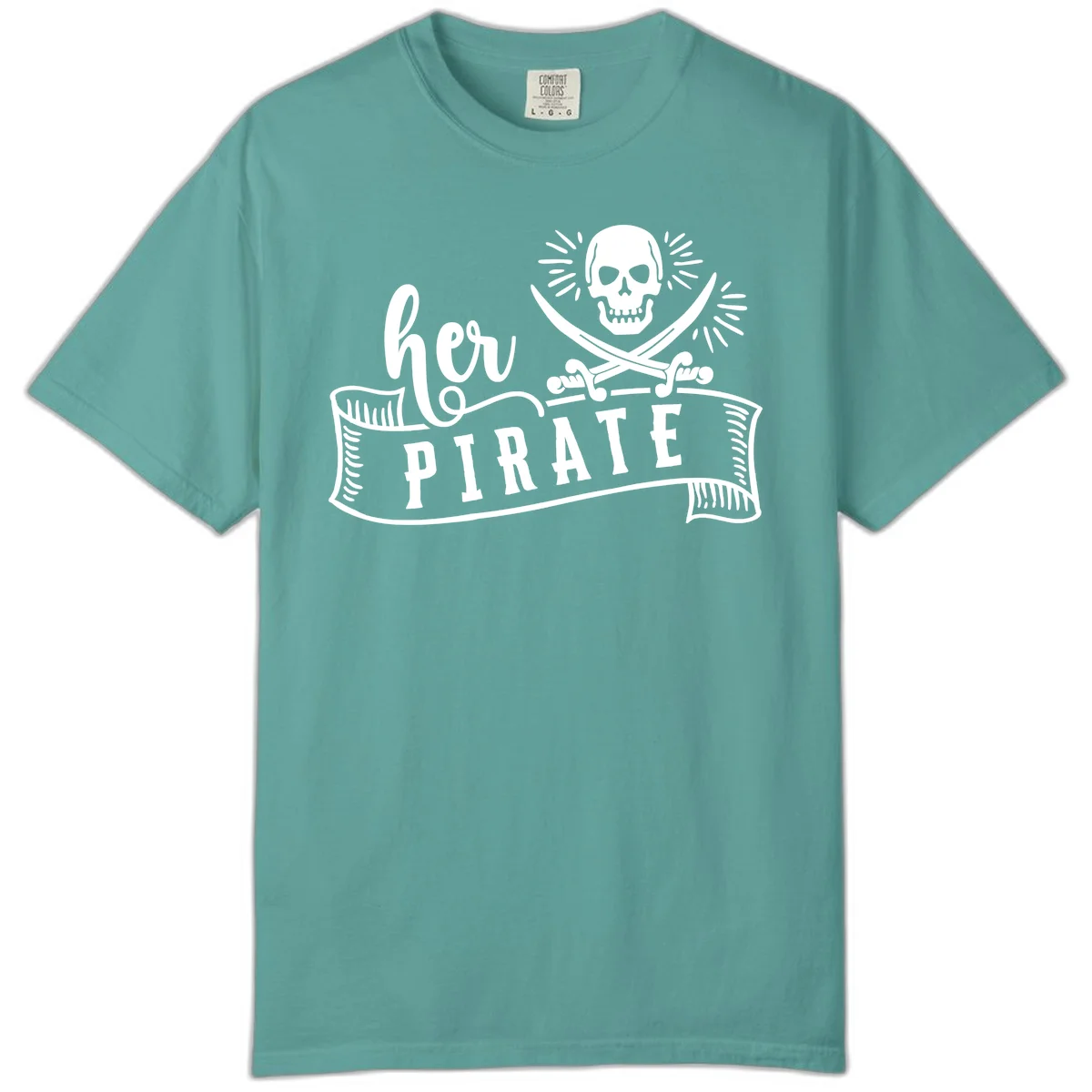 Ahoy Pirate Skull & Crossbones Comfort Color in Seafoam