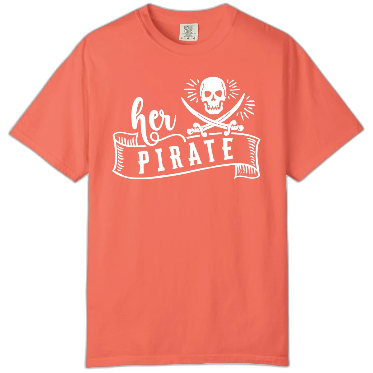 Ahoy Pirate Skull & Crossbones Comfort Color in Bright Salmon